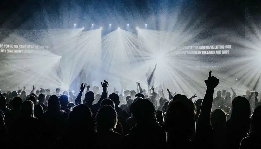 Rock Audience white and blue lights